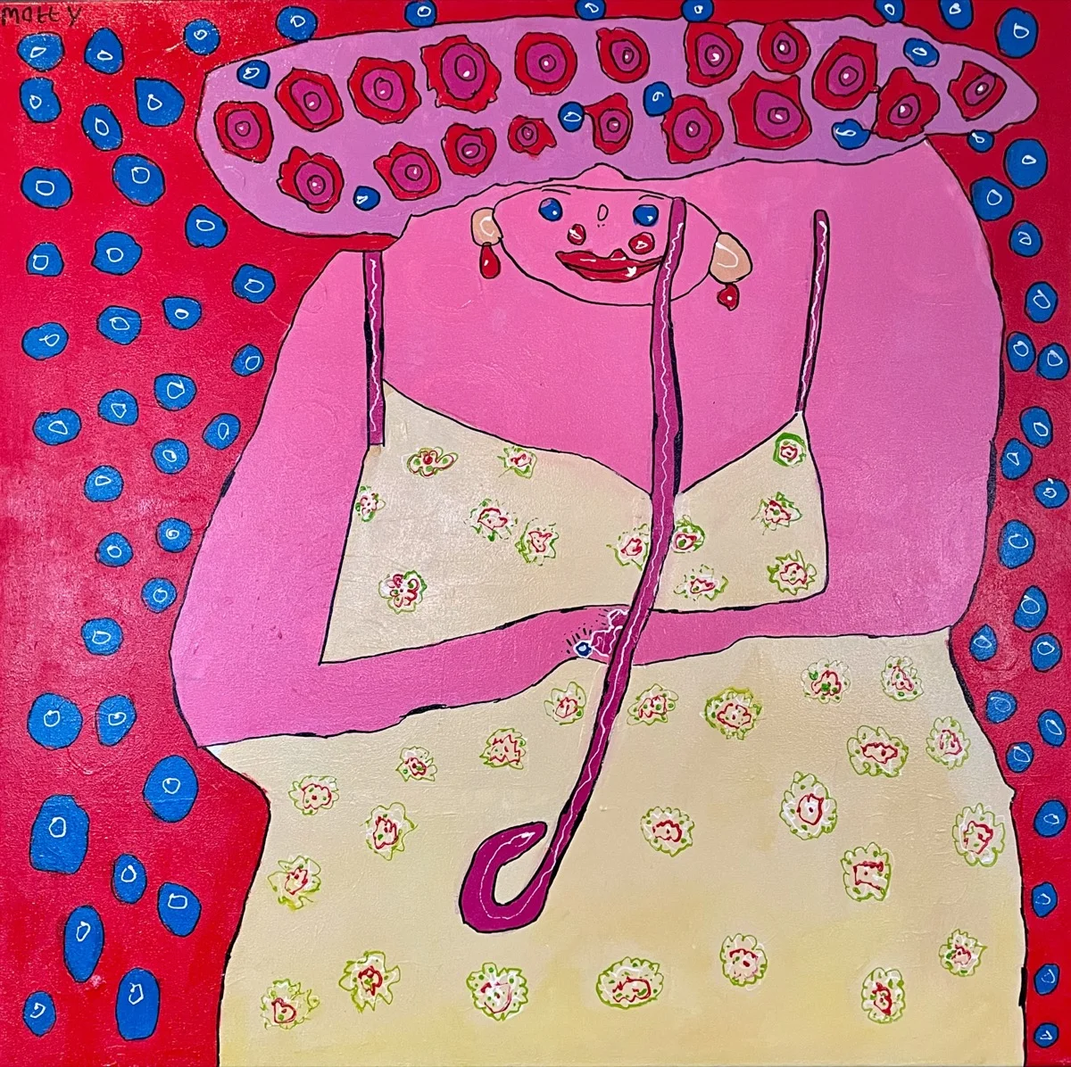 Het regent — schilderij door Matty Nerrings, 80 × 80 cm